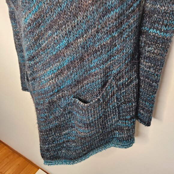Zadig & Voltaire Cascade  Open Front Chunky Knit Cardigan Sz S Blue Grey Melange - Picture 4 of 11